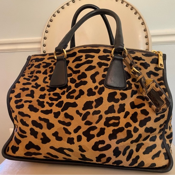 Prada Leopard Print Pony Hair Satchel - Picture 1 of 6